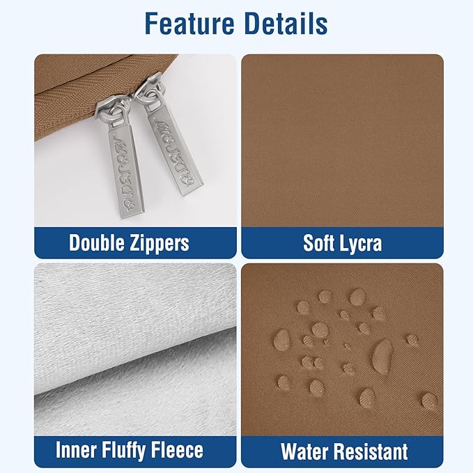 MOSISO Laptop Case 13.3 inch, 13-13.3 inch Laptop Sleeve Bag Compatible with MacBook Air/Pro 13/Pro 14 M5 M4 M3 M2 M1, HP Dell ASUS Lenovo, Neoprene Computer Sleeve Bag with Small Case, Mocha