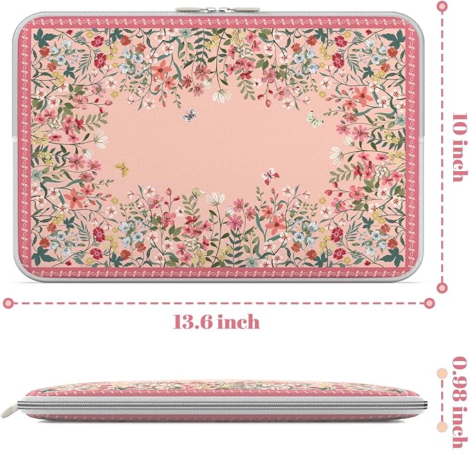 iCasso Pink Laptop Bag 13 inch,Cute Computer Sleeve Bag for Women,13-13.6 inch Laptop Carrying Case Compatible with MacBook Air Pro 13/14, HP Dell ASUS Lenovo Chromebook Notebook