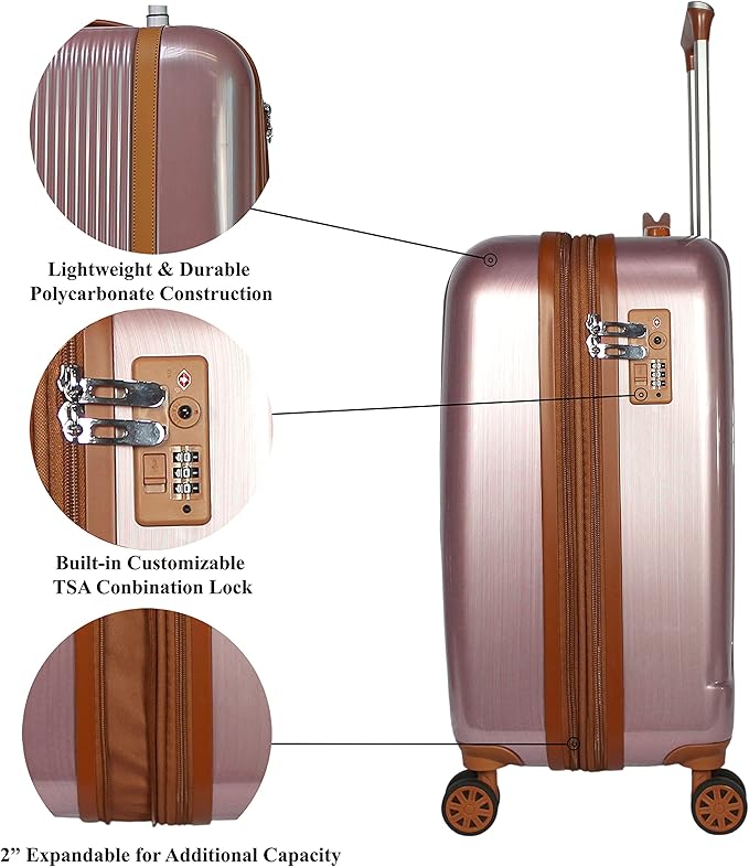 Classique Lightweight Spinner 2-piece Carry-On Luggage Set - Rose Gold