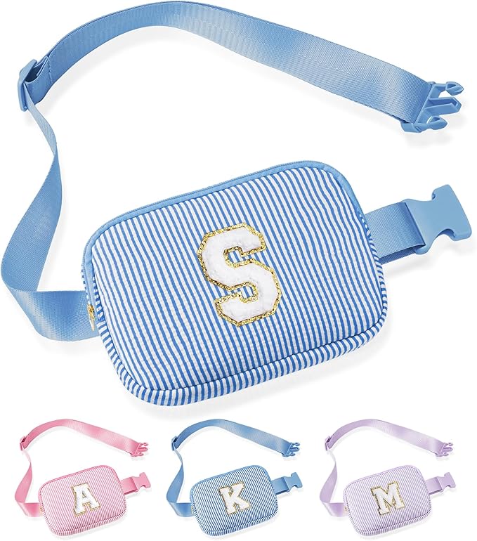 YOOLIFE Christmas Gifts for Girls Kids | Birthday Gifts for 3 4 5 6 7 8 9 10 11 12 13 Year Old Girl | Initial Fanny Pack Belt Bag Purse | Stocking Stuffers for Girls Teen Daughter Sister | Blue S