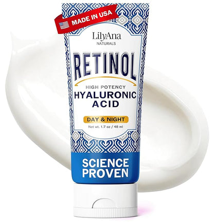 LilyAna Naturals Anti Aging Retinol Face Cream for Women – Wrinkle & Neck Cream for Firming, Retinol Moisturizer for Face with Hyaluronic Acid, Hydrating Night Cream for Fine Lines, Collagen Boost