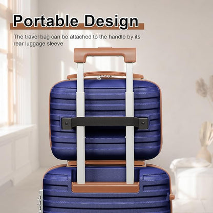 Joyway Luggage Set 3 Piece Suitcase Sets with Spinner Wheel,Hardside Expandable Travel Laggage with TSA Lock (13/20/24/28 Navy brown