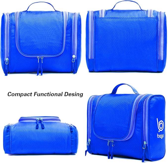 Bago Travel Toiletry Bag for Women and Men X-Large Waterproof Hanging Large Toiletry Bag for Bathroom and Travel Bag for Toiletries Organizer -Travel Makeup Bag (DeepBlue)