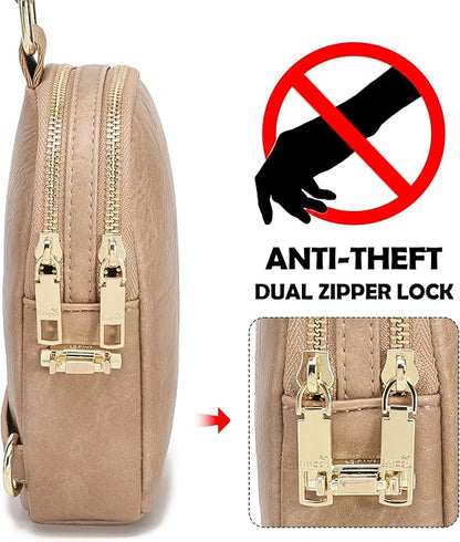 INICAT Small Anti Theft Crossbody Bags for Women, Vegan Leather Sling Cross Body Purse Travel Essentials Teen Girl Gifts