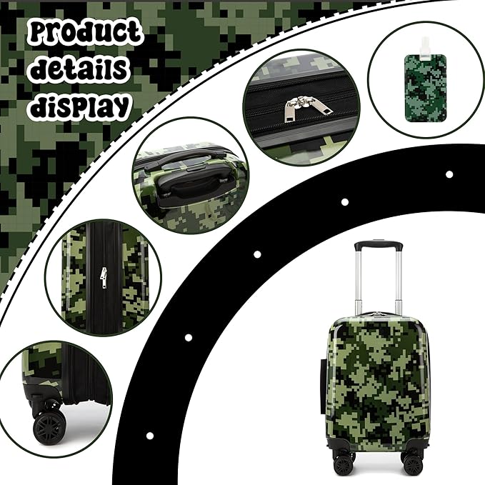 Kid's Luggage Set 2 Piece Suitcase Set 16" Hardside Luggage with Spinner Wheels Girls Carry on Toddler Travel Rolling Suitcase with Neck Pillow Airline Approved