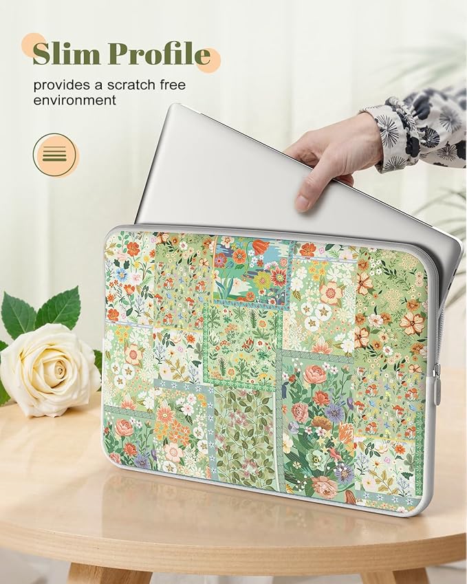 iCasso Laptop case 13 inch for MacBook Air 13-13.6 inch, Cute Laptop Sleeve for MacBook Pro 13 inch 14 inch, Slim Protective Travel Carrying Case Sleeve for 13 inch Chromebook, HP, Dell,Green Puzzle