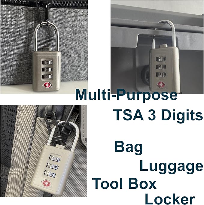 Combination Lock TSA Approved Lock 3 Digit Code Padlock Luggage Lock for Bags, Luggage, Backpacks, Toolboxes, Suitcases, Storage Cabinets (2 Pack)