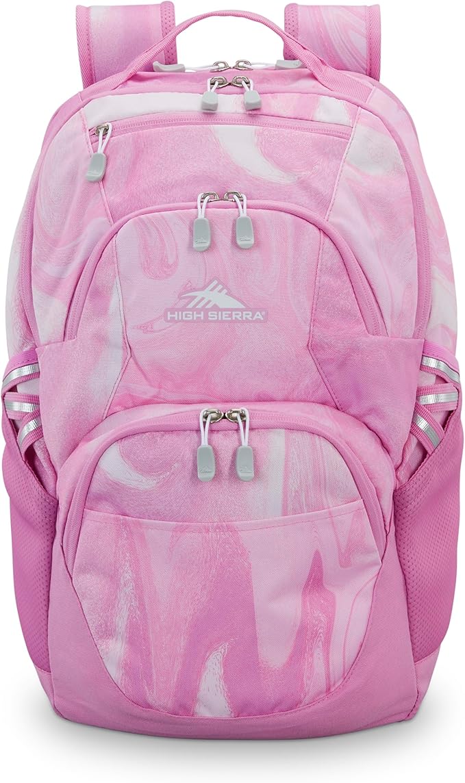 High Sierra Swoop SG Backpack, Travel or Work Laptop Bookbag with Drop Protection Pocket, and Tablet Sleeve, One Size, Pink Marble Swirl