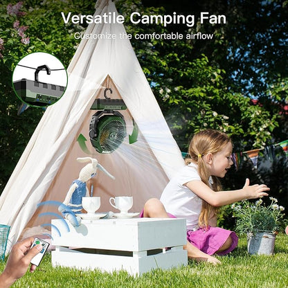 FRIZCOL 3-in-1 Camping Fan - Portable Fans Rechargeable - 24000mAh Battery Powered Fan(105Hrs) with Light & Remote for Indoor, Outdoor, Tent, Travel, Fishing, Jobsite, Gifts for Men Dad Him - Green