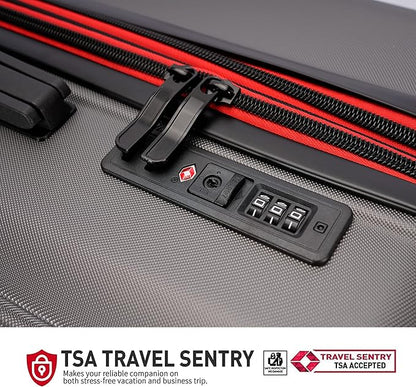 GinzaTravel ABS Luggage with TSA Locks,Large 28-Inch Expandable, and Friction-Resistant in Grey Spinner Suitcases