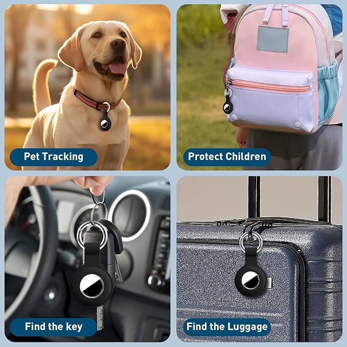 Upgrade Compatible with AirTag Holder Keychain Waterproof Silicone for Air Tag Case with Transparent Shell Key Ring Tags Chain for Apple GPS Item Finders Accessories, Red