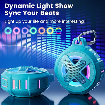 XLEADER X8(2 Gen) Upgraded, Bluetooth Shower Speaker, Certified IP67 Waterproof, 10W Pro Sound&Deep Bass, 24Hrs Playtime, Stocking Stuffers for Teens Men, White Elephant Gifts, Teal
