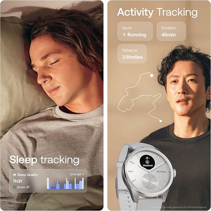 WITHINGS ScanWatch 2 - Hybrid Smart Watch, Heart Rate Monitoring, Fitness Tracker, Cycle Tracker, Sleep Monitoring, GPS Tracker, 30-Day Battery Life, Android & Apple Compatible, HSA/FSA