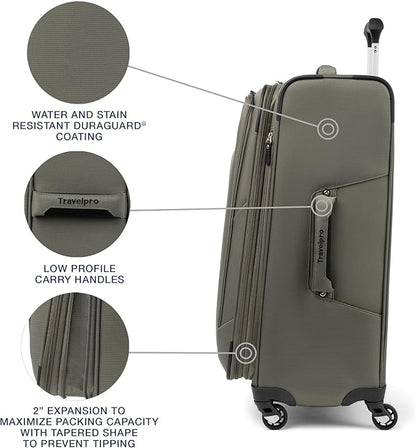 Travelpro Maxlite 5 Softside Expandable Luggage with 4 Spinner Wheels, Lightweight Suitcase, Men and Women, Slate Green, Checked-Medium 25-Inch