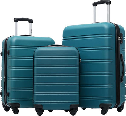 Merax Luggage Sets 3 Piece Suitcase Set 20/24/28,Carry on Luggage TSA Lock Expandable,Hard Case Luggage with Spinner Wheels,Antique blue green