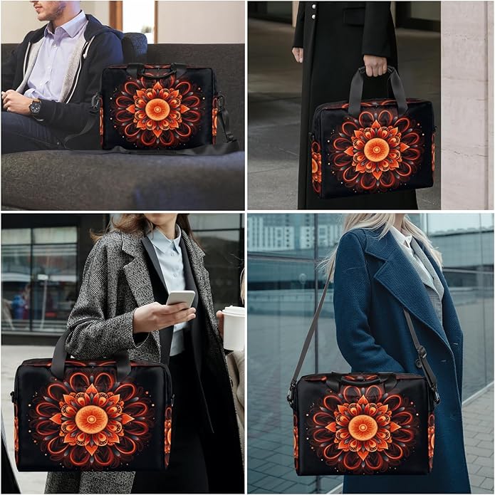 Laptop Bag Bohemian Mandala Laptop Satchel Briefcase Adjustable shoulder Carrying for MacBook Pro 16 inch