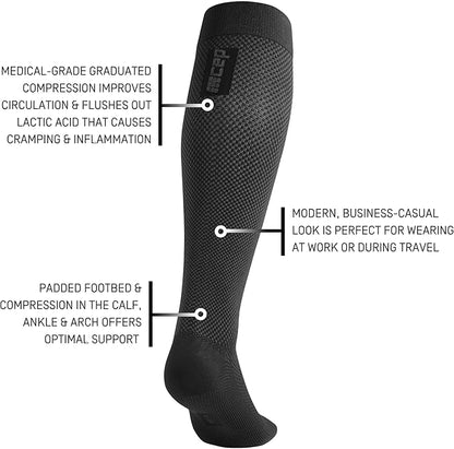 CEP Men’s Allday Knee High Compression Wool Socks - Business, Dress, Travel Long Socks