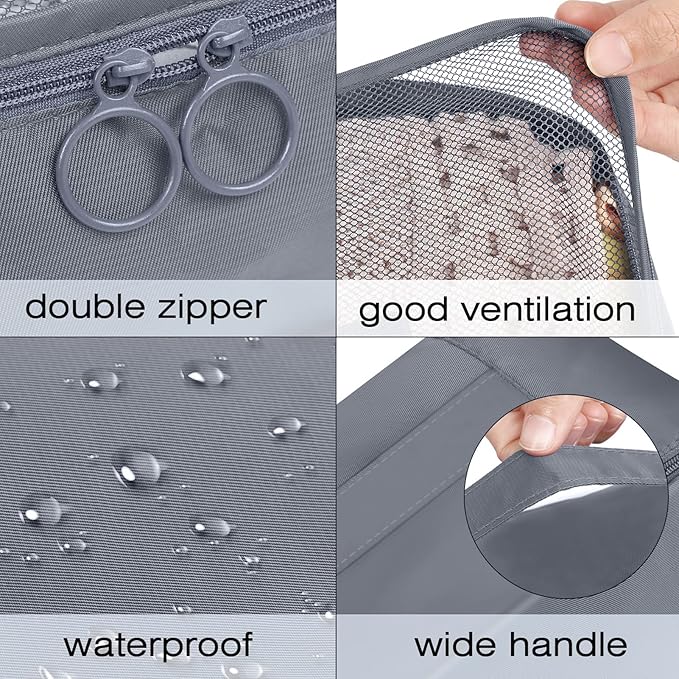 8 Set Packing Cubes, Travel Luggage Packing Organizers (GREY)