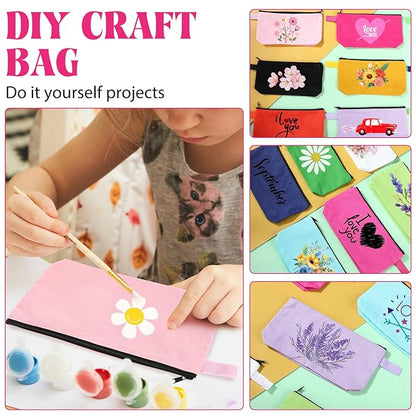 Saintrygo 30 Pcs Makeup Bag Travel Canvas Cosmetic Bag Bulk Multipurpose Small Makeup Pouch for Purse Portable Blank Zipper Toiletry Organizer DIY for Women Assorted Color(Novel,7.5 x 5 x 1.8 Inch)