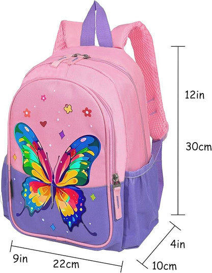 11 Inch Kids Small Toddler Preschool Travel Backpack Cool Cute Cartoon Daypack（Butterfly Purple）
