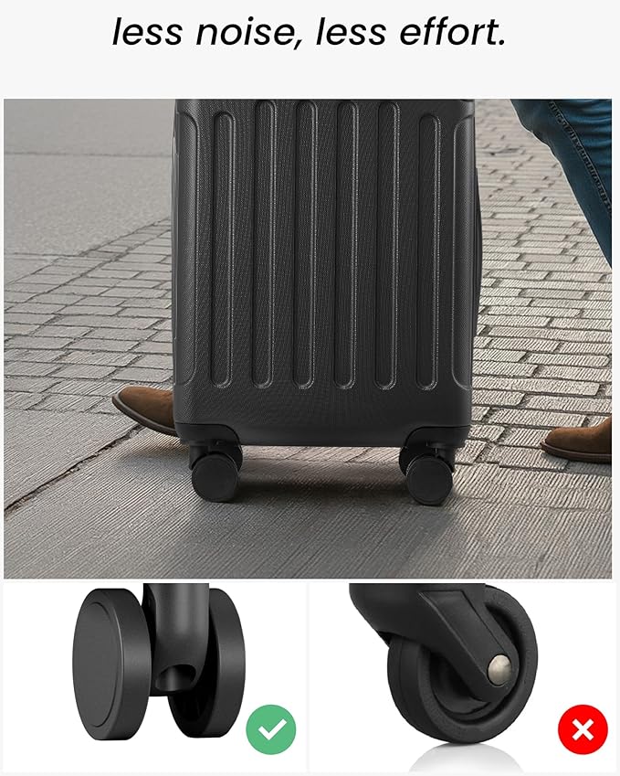 Luggage Sets 5 Piece, Hardside Suitcase with Wheels, TSA Approved, White Brown