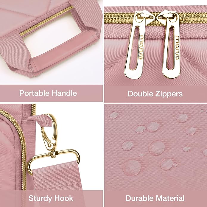 MOSISO Vertical Laptop Shoulder Bag,Computer Bag,Rhombus Quilted Messenger Bag with Front Pocket&Handle&Belt