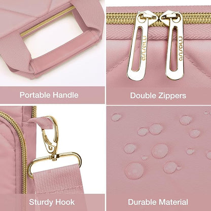 MOSISO Vertical Laptop Shoulder Bag,Computer Bag,Rhombus Quilted Messenger Bag with Front Pocket&Handle&Belt
