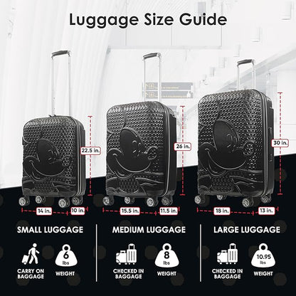 FUL Disney Mickey Mouse 22 Inch Carry On Luggage, Hardshell Rolling Suitcase with Spinner Wheels, Black