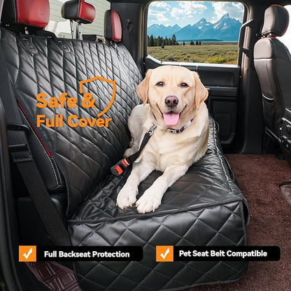 Dog Truck Seat Cover for Back Seat,Waterproof Back Seat Cover for Truck,Heavy-Duty Scratchproof Pu Leather Bench Seat Covers for Trucks Ford F-Series/Chevrolet Silverado/Ram/Jeeps