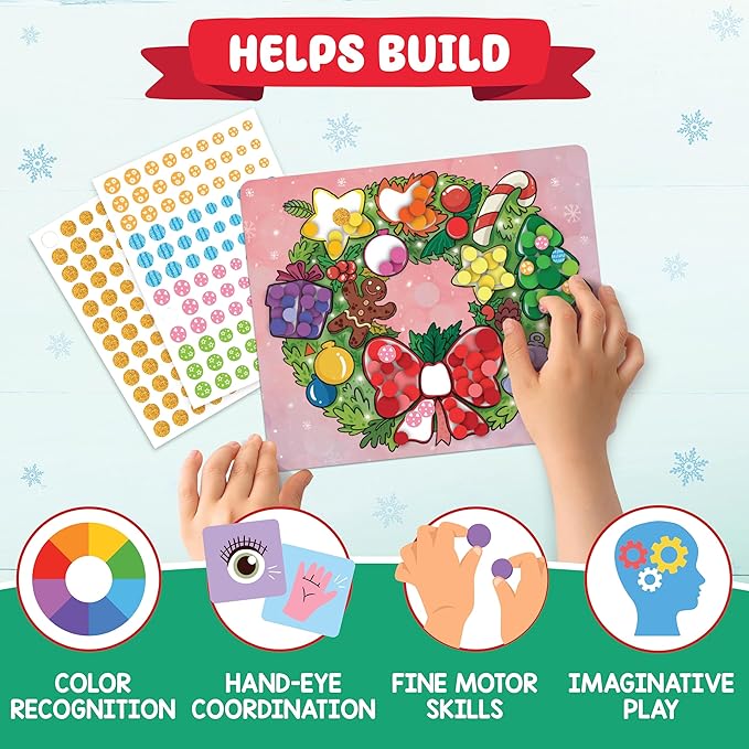 Christmas Special - Dot Stickers for Toddlers, Holiday Theme Dot Art Activity for Kids, DIY Craft Kit, Stocking Stuffers, Christmas Gifts for Boys & Girls Ages 3, 4, 5, 6, 7 Year Old