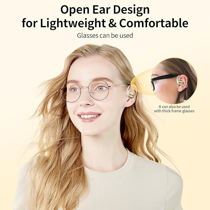 Kinglucky Open-Ear Headphones Wireless Earbuds with Dual Mics ENC Noise Cancelling Headset with LED Display Case, Fast Charging, Bluetooth Headphones for Running/Cycling/Driving