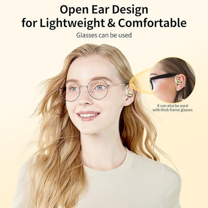 Kinglucky Open-Ear Headphones Wireless Earbuds with Dual Mics ENC Noise Cancelling Headset with LED Display Case, Fast Charging, Bluetooth Headphones for Running/Cycling/Driving