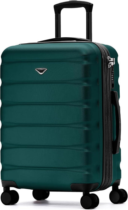Flight Knight 24x16x10 Expandable Carry On Suitcase Hardside TSA Lock USB C Lightweight Luggage Silent Double Spinner Wheels Maximum Overhead Carry-On Bag For Virgin & South West Approved Airlines