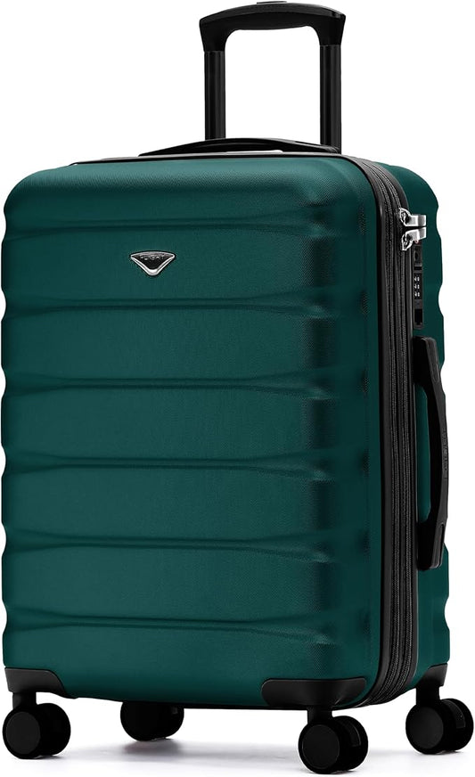 Flight Knight 24x16x10 Expandable Carry On Suitcase Hardside TSA Lock USB C Lightweight Luggage Silent Double Spinner Wheels Maximum Overhead Carry-On Bag For Virgin & South West Approved Airlines