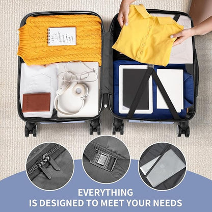 Karl home Luggage Sets 3 Piece, ABS Hardside Suitcase Set with Double Spinner Wheels & TSA Lock for Travel Business, 3-Piece Set (20/24/28), Sea Blue