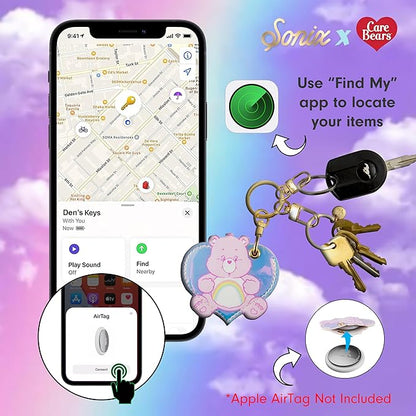 Sonix x Care Bears Keychain Case Compatible with Apple AirTag | Protective AirTag Cover Keychain Charm | Pink |Cheer Bear