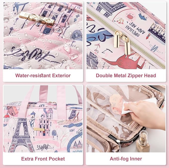 Everfun Hanging Travel Toiletry Bag Christmas Gifts for Women Traveling With Leakproof Compartment Makeup Cosmetic Organizer Dopp Kit Travel Accessories Essentials Must Have