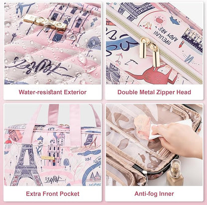 Everfun Hanging Travel Toiletry Bag Christmas Gifts for Women Traveling With Leakproof Compartment Makeup Cosmetic Organizer Dopp Kit Travel Accessories Essentials Must Have