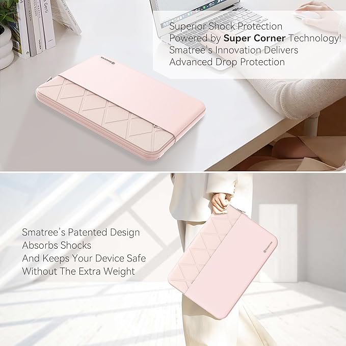 Smatree Laptop Sleeve for 16 inch Lenovo ThinkPad P1 Gen 7 Mobile Workstation, Lenovo Laptop Case with Accessory Pocket, YKK Zipper, Patented Super-Corner Design, Pink(E636P)