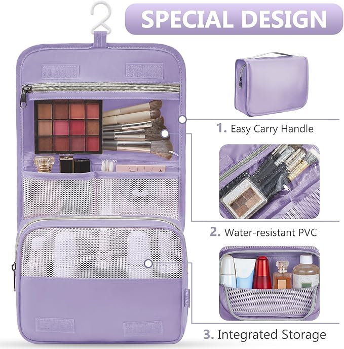 8 Set Packing Cubes for Travel, Anti-Tearing Suitcase Organizer for Luggage with Shoe & Hanging Toiletry Bag,Gifts for Women Mom,OlarHike Vacation Essentials & Accessories for Cruise Ship,Lavender