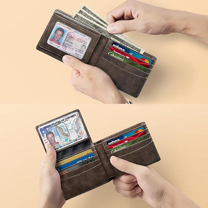 Zitahli Wallet for Men 12 Card Holder Slim Rfid Leather 2 ID Window Wallets With Gift Box Men's Accessories