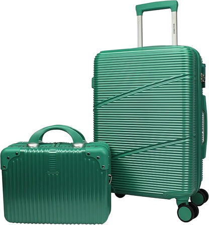 World Traveler VentureX Airline Approved 2-Piece Carry-On Luggage Set – Lightweight Hardside Polycarbonate Suitcase with Spinner Wheels - Green