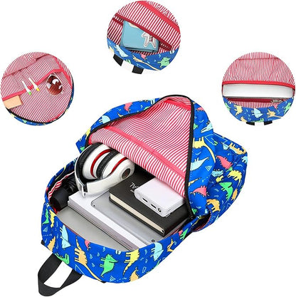 CAMTOP Backpack for Kids, Boys Preschool Backpack with Lunch Box Toddler Kindergarten School Bookbag Set (Y025-2 Dinosaur-Dark Blue)