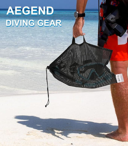 Aegend Snorkeling Gear for Adults Youth Kids, Dry Snorkel Set Panoramic View Enhanced Anti-Leak and Anti-Fog Technology, Adjustable Strap for Snorkeling Scuba Diving Swimming with Mesh Bag