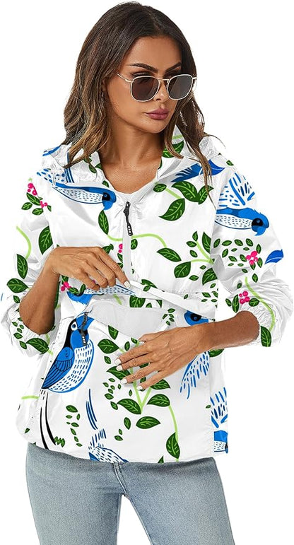 Avoogue Womens Rain Jacket with Hood,Pullover,Packable,Lightweight,Windbreaker,Waterproof,Breathable.