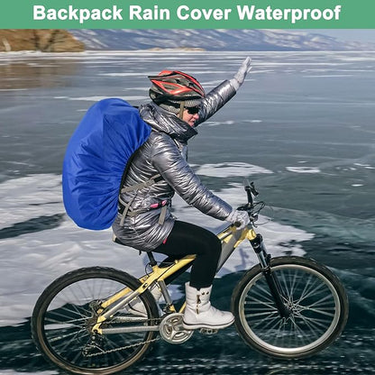 Waterproof Backpack Rain Cover Waterproof Backpack Cover, Bag Rain Cover with A Vertical Reflective Strap for Hiking/Biking/Camping/Outdoor Traveling