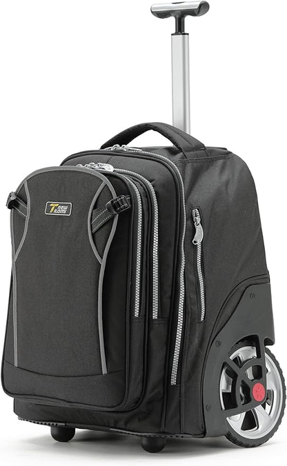 NEW TILAMI 20" Rolling Backpack for Teens Adults, Climbing Stairs Waterproof Backpack with Wheels for School Business Trave Camping with Laptop Compartment, Fit 17 Inch Laptop, Black