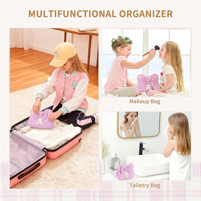 Initial Makeup Bag | Makeup Bags | Travel Cosmetic Bag | Birthday Gifts for Girls | Christmas Gifts for Kids | Birthday Gift for 4 5 6 7 8 9 10 11 12 13 Years Old Girl | Pink Z