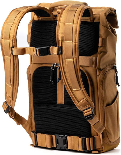 Think Tank FocusPoint 22L RollTop Camera Backpack - Golden Hour: Expandable Travel & Camera Backpack with Laptop Sleeve, Quick Side and Back Access, Rain Cover – Versatile Photography & Travel Bag