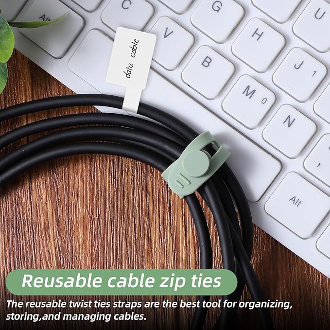 90 Pcs Nylon Cable Labels and Cord Ties Set - 30 Colorful Data Cable Organizer + 60 Identification Wire Labels, Cord Management for Home Office Travel Desk Electronics (Multicolor)